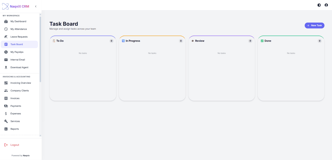Streamlining Agency Operations: The Naqvix Custom CRM & Invoicing Platform — Naqvix CRM case study