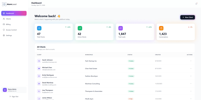 Architecting AtomLead: A High-Conversion SaaS Platform for AI-Powered Lead Automation screenshot 1