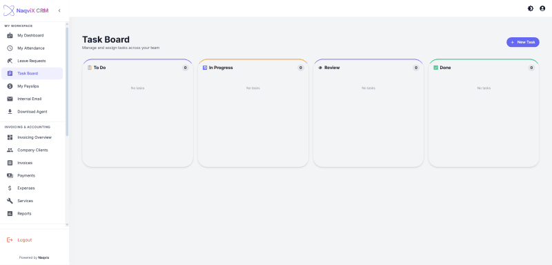 Streamlining Agency Operations: The Naqvix Custom CRM & Invoicing Platform screenshot 1