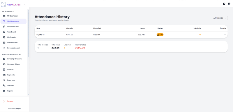 Streamlining Agency Operations: The Naqvix Custom CRM & Invoicing Platform screenshot 4