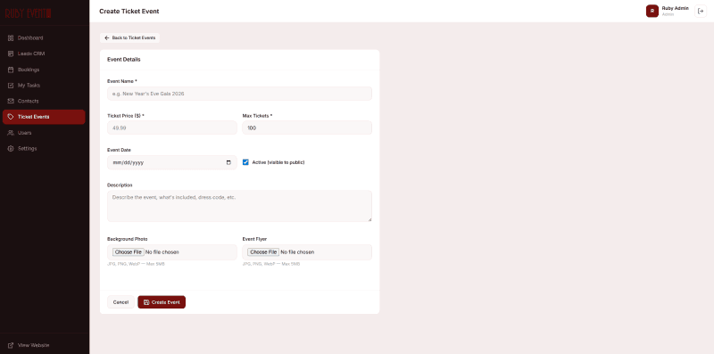 Revolutionizing Event Management: A Custom CRM & Booking Ecosystem for Ruby Event Center screenshot 3