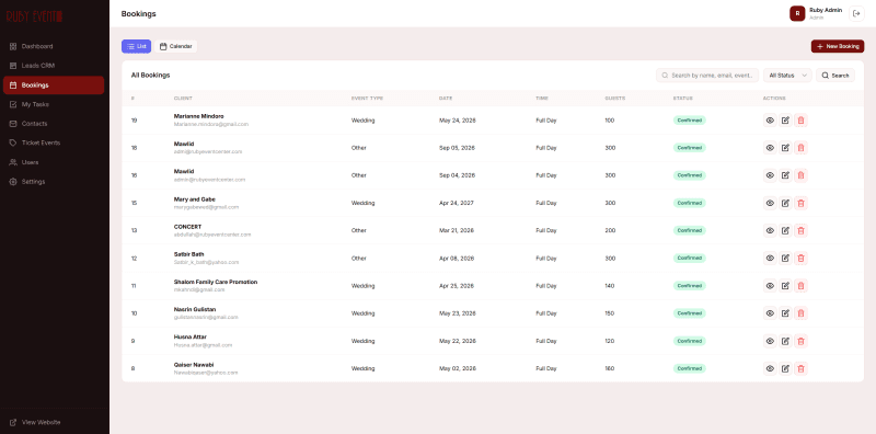 Revolutionizing Event Management: A Custom CRM & Booking Ecosystem for Ruby Event Center screenshot 5