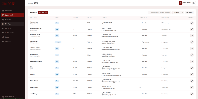 Revolutionizing Event Management: A Custom CRM & Booking Ecosystem for Ruby Event Center screenshot 7