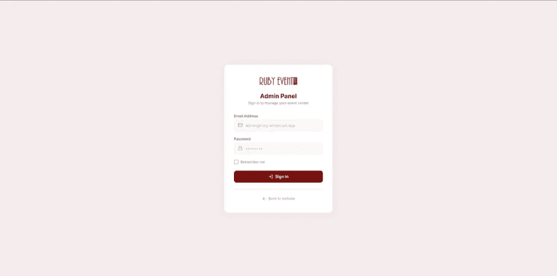 Revolutionizing Event Management: A Custom CRM & Booking Ecosystem for Ruby Event Center screenshot 1