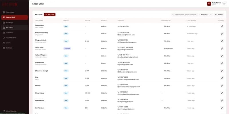 Revolutionizing Event Management: A Custom CRM & Booking Ecosystem for Ruby Event Center screenshot 3