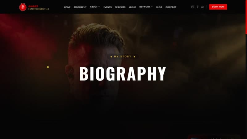 DJ Alex biography page with a 2010–2026 career timeline and downloadable EPK