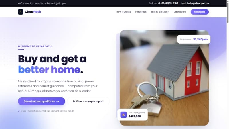 ClearPath mortgage guidance platform homepage hero