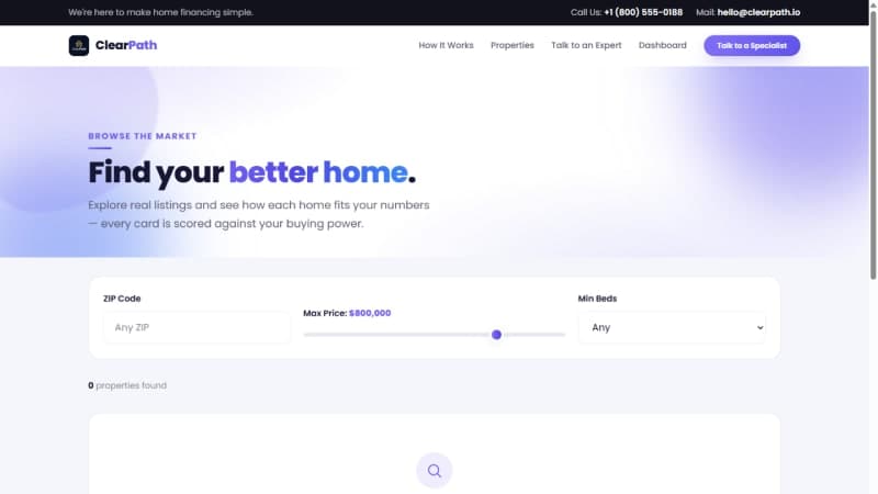 ClearPath property search with budget scoring and neighborhood data snapshot