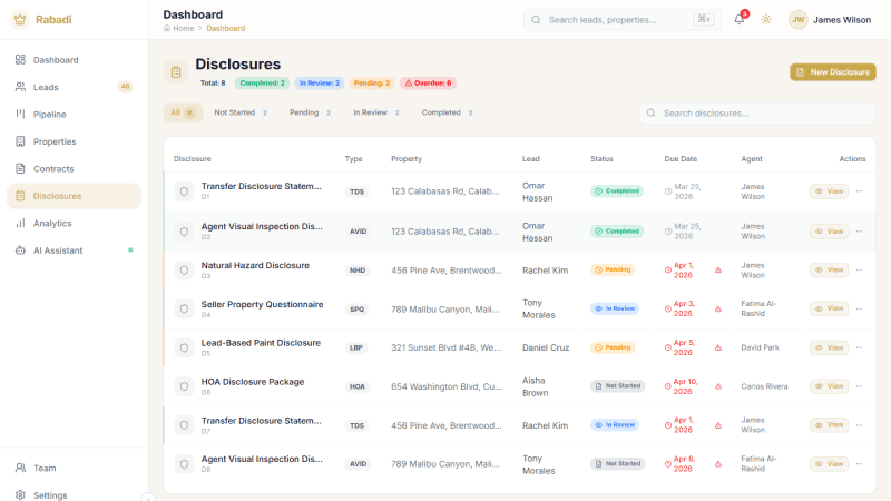 Rabadi auto-disclosures module with real California disclosure documents