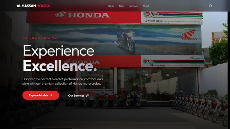 Motorcycle inventory search tool letting customers filter Honda bikes by condition, model, and engine capacity
