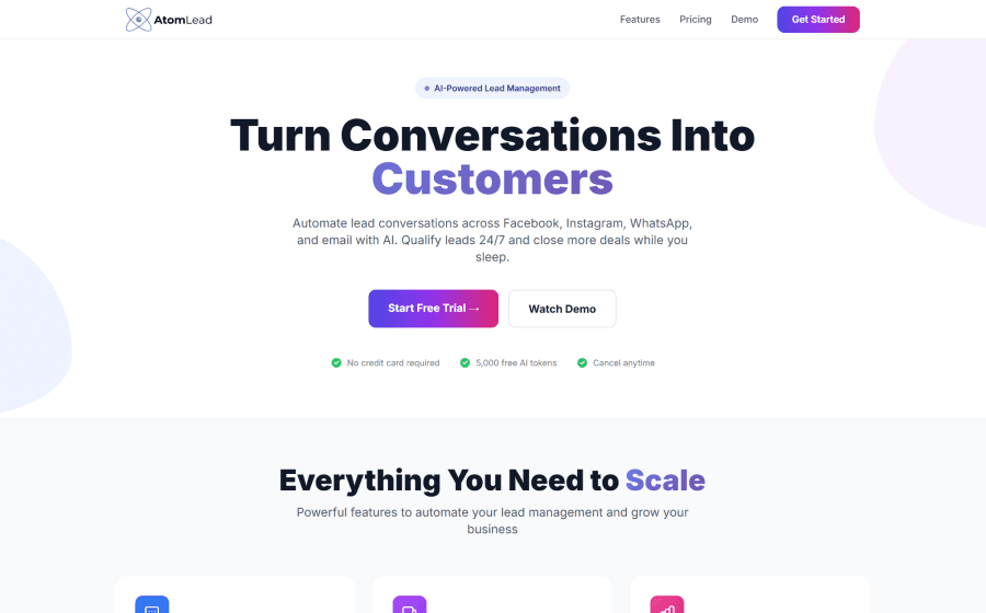 AtomLead: An AI Lead-Automation SaaS with Omnichannel Dashboards and a Multi-Tenant Super Admin — B2B SaaS / Marketing Technology